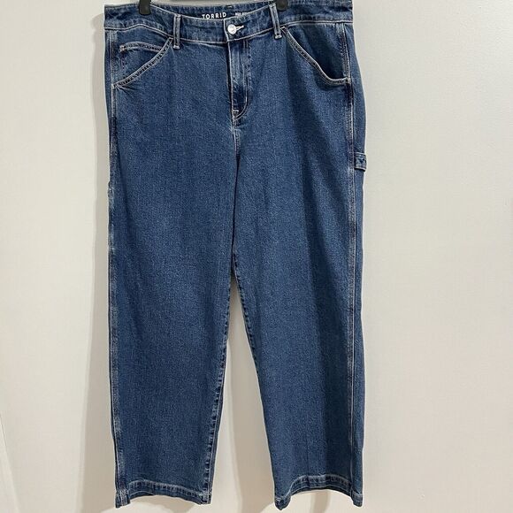 High Rise Carpenter Classic Denim Jeans Size 16 Regular Blue Country Farm Work - Picture 1 of 8